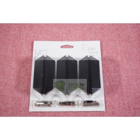 Project 62- 3pk Hexagonal Galaxy Shield Decorative Hook Black - Picture 1 of 4